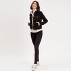 Veste droite boutonnée en jean noir femme