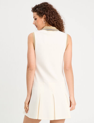 Robe trapèze sans manches ecru femme