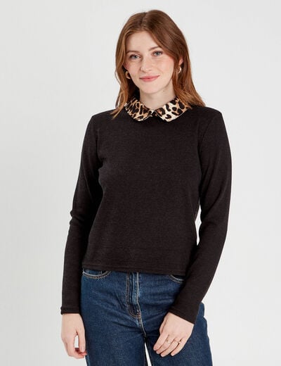 Pull manches longues noir femme