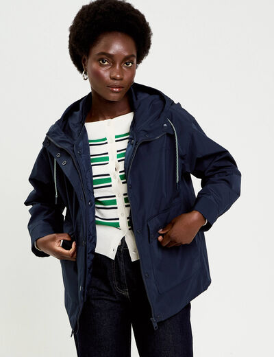 Parka 3-en-1 bleu marine femme