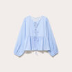 Blouse manches longues en cr&ecirc;pe blanc femme