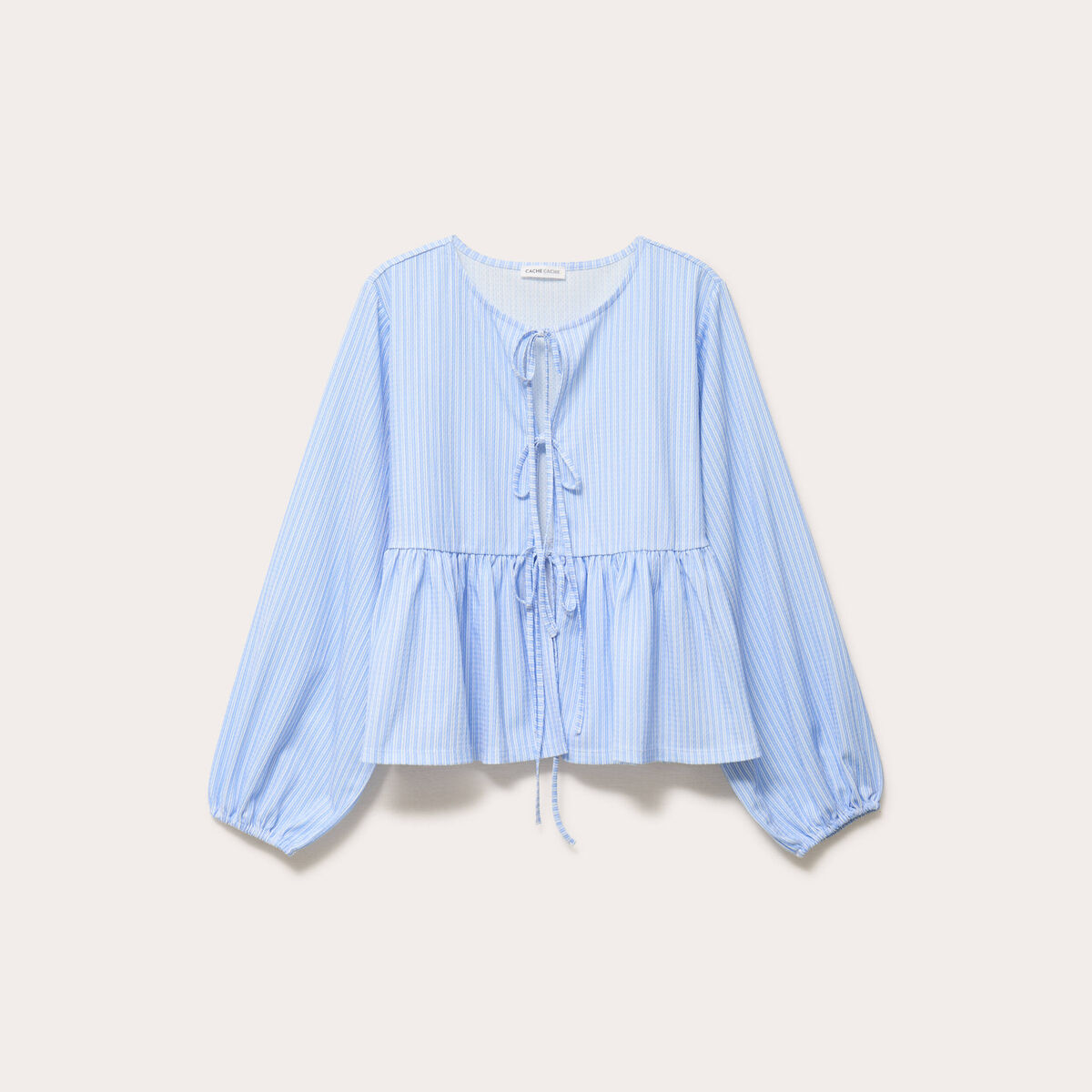 Blouse manches longues en cr&ecirc;pe blanc femme