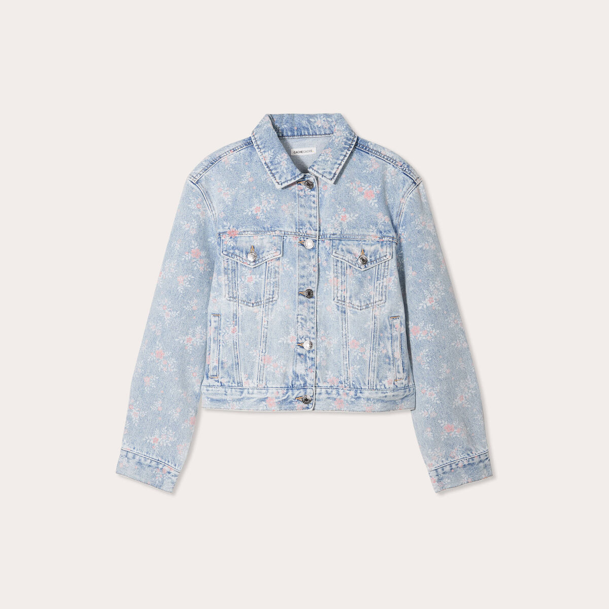 Veste droite en jean rose clair femme