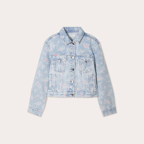 Veste droite en jean rose clair femme