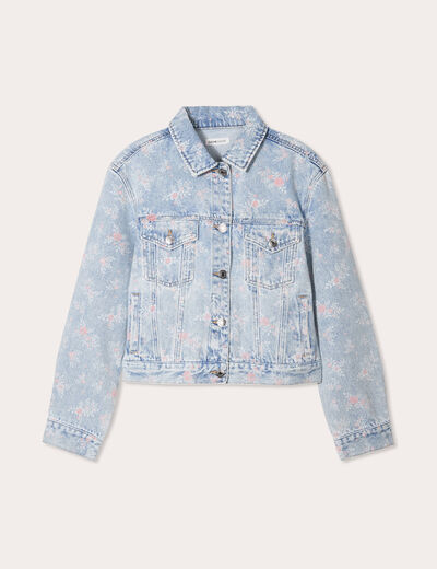 Veste droite en jean rose clair femme