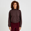 Veste cropped bas resserr&eacute; marron fonc&eacute; femme