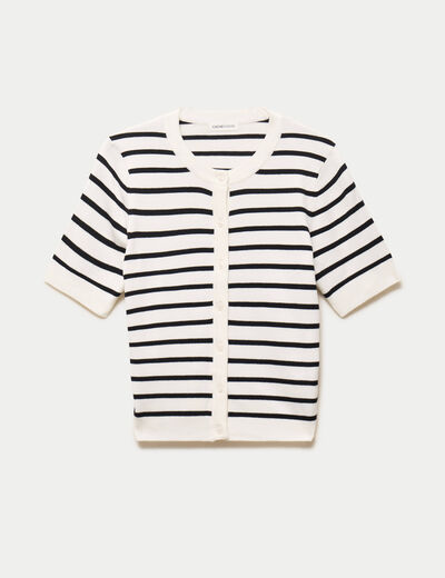Gilet ajust&eacute; manches courtes fin blanc femme