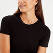 Robe longue moulante côtelée noir femme