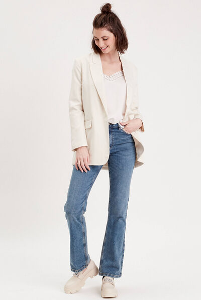 Veste blazer droite ivoire femme