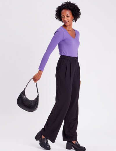 Pantalon city droit pinces noir femme