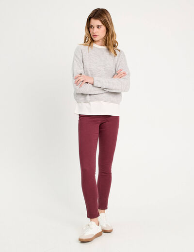 Jeans slim 5 poches violet foncé femme