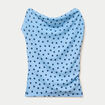 Top pliss&eacute; col bardot sans manches bleu ciel femme