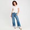 Blouse nouée détails brodés ecru femme
