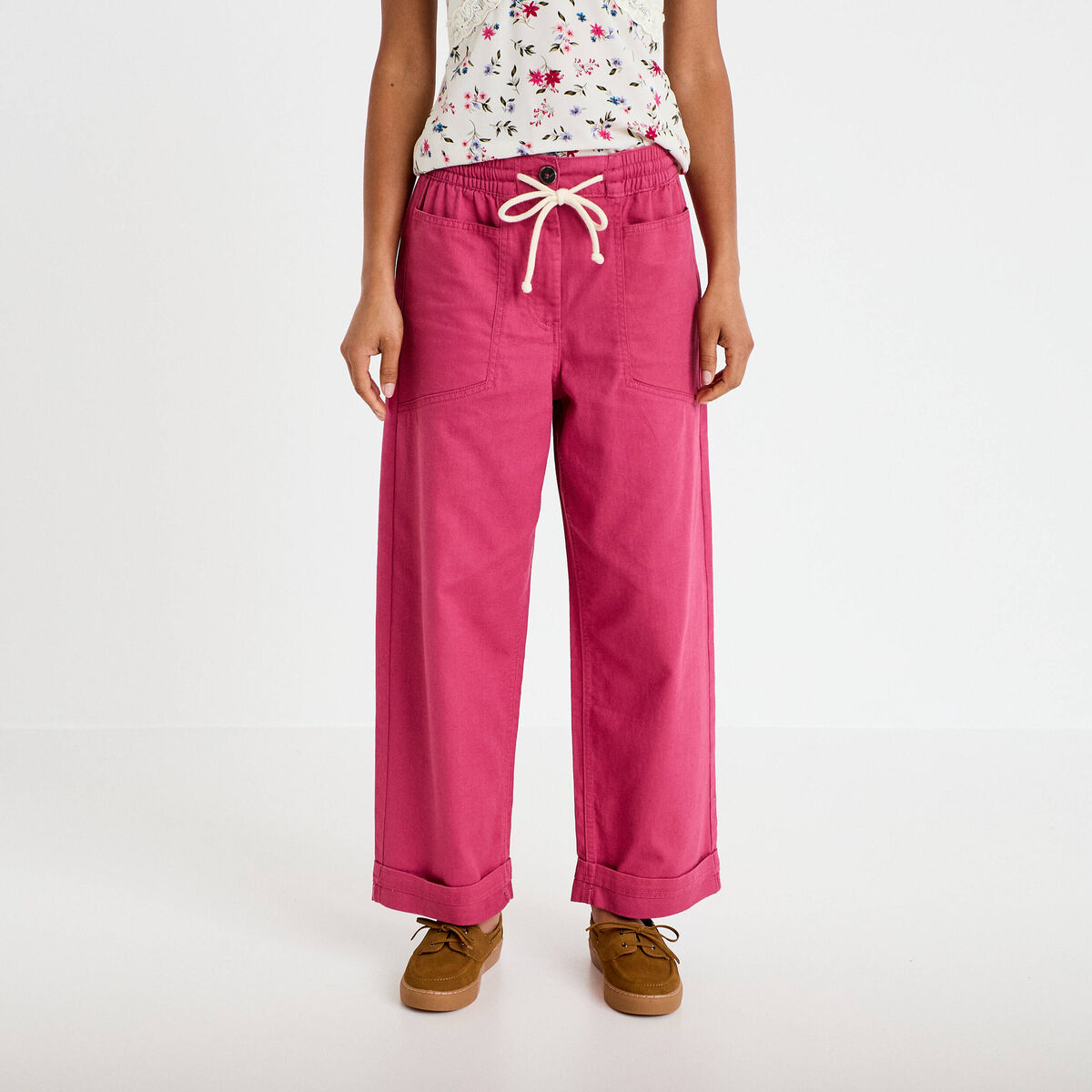 Pantalon droit taille standard prune femme