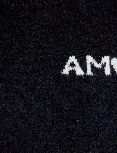 Pull ample manches courtes bleu marine femme
