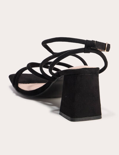 Sandales à talon aspect daim noir femme