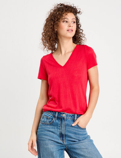 T-shirt noeuds dos rouge femme