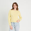 Pull col bateau jaune clair femme