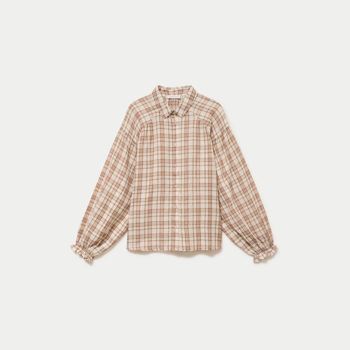Chemise coupe ample manches longues marron femme
