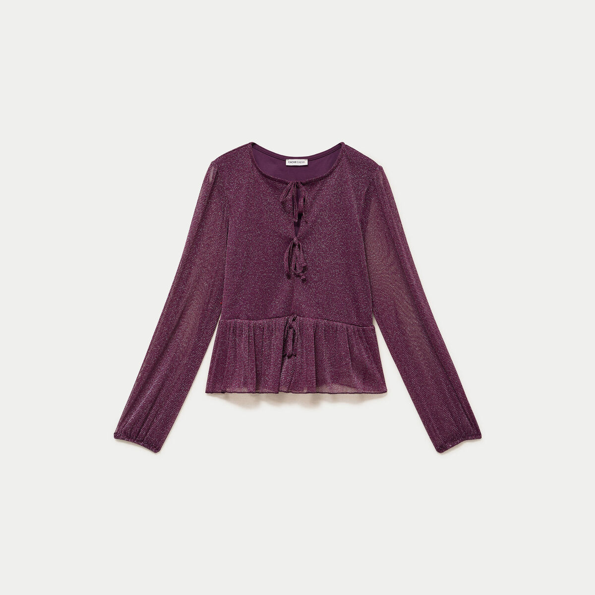 Blouse manches longues prune femme