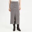 Jupe midi droite fendue gris foncé femme