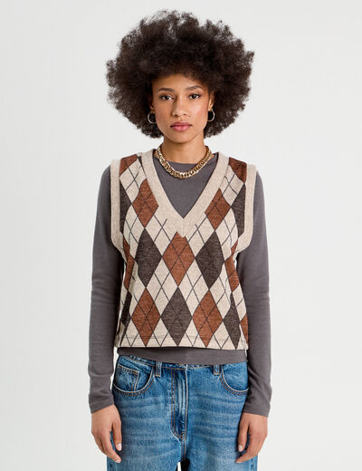 Pull sans manches sable femme