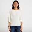 Pull ample manches courtes col rond ecru femme