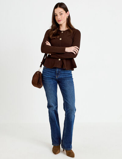 Jean bootcut avec ceinture amovible denim stone femme