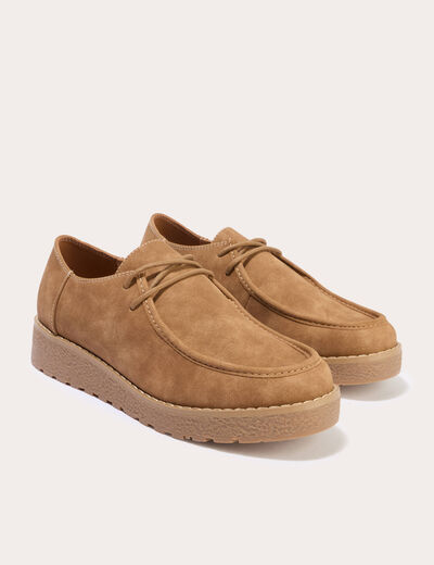 Chaussures aspect daim camel femme