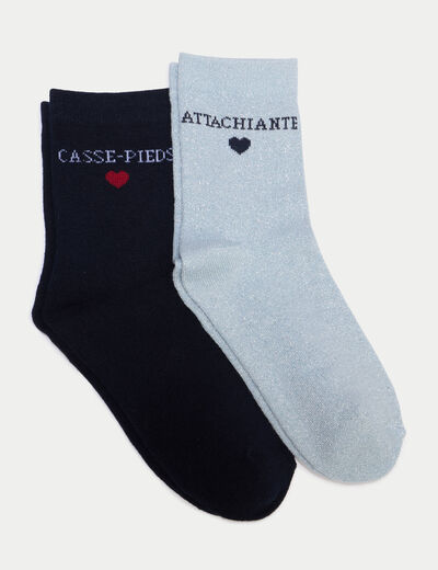 2 paires de chaussettes bleu marine femme