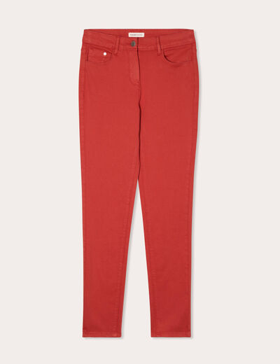 Jeans slim 5 poches rouge femme