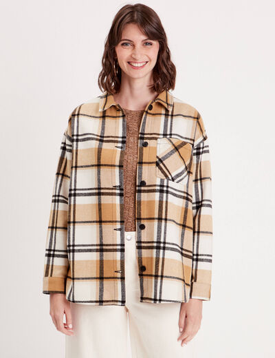 Surchemise manches longues beige femme