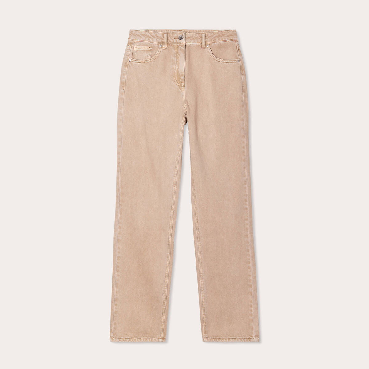 Jean droit taille haute sable femme