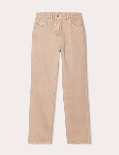 Jean droit taille haute sable femme