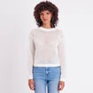 Pull ajouré col rond ecru femme