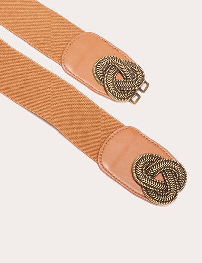 Ceinture élastiquée camel femme