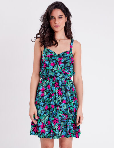 Robe courte &eacute;vas&eacute;e noir femme