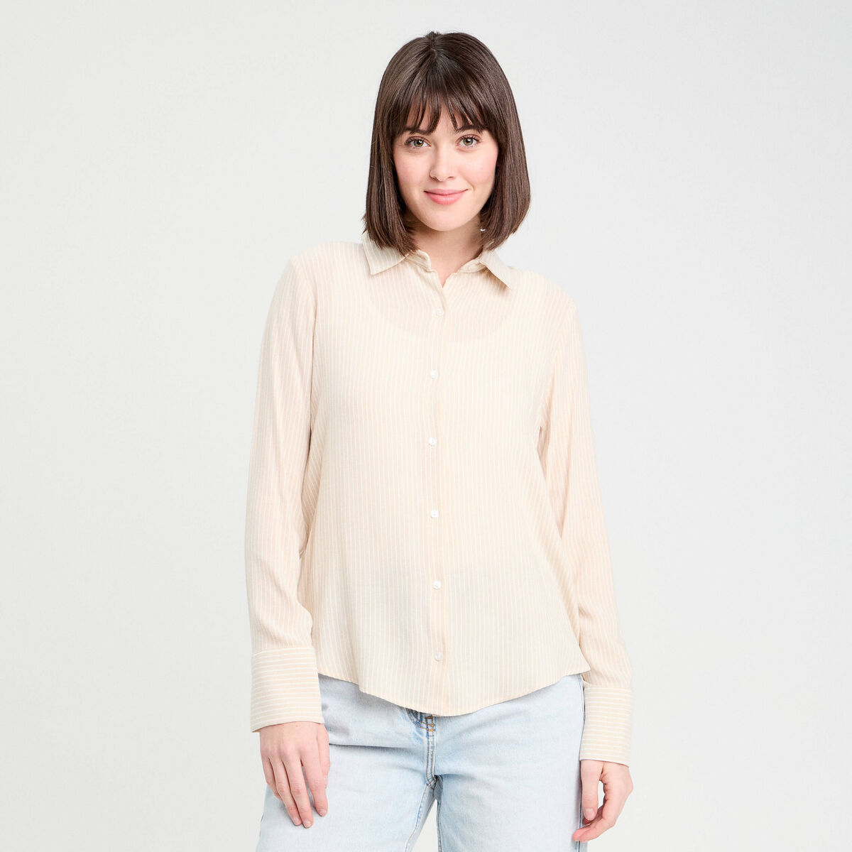 Chemise manches longues sable femme