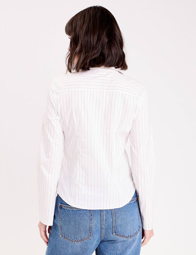 Chemise cintr&eacute;e manches longues blanc femme