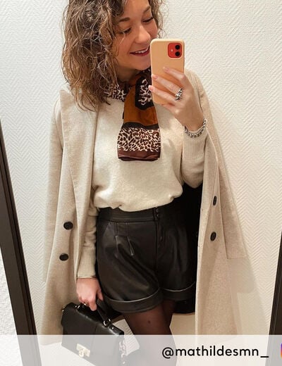 Manteau droit boutonné beige femme
