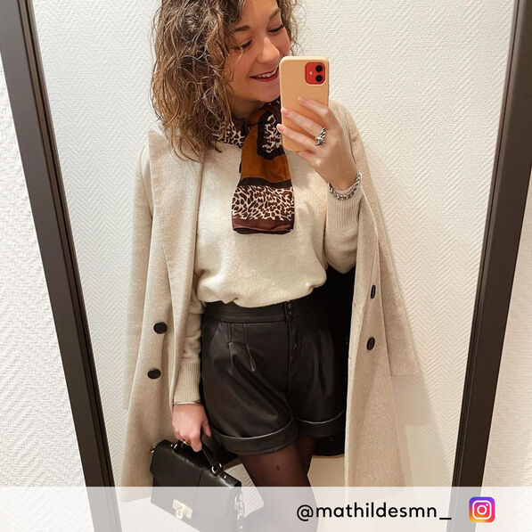 Manteau droit boutonné beige femme