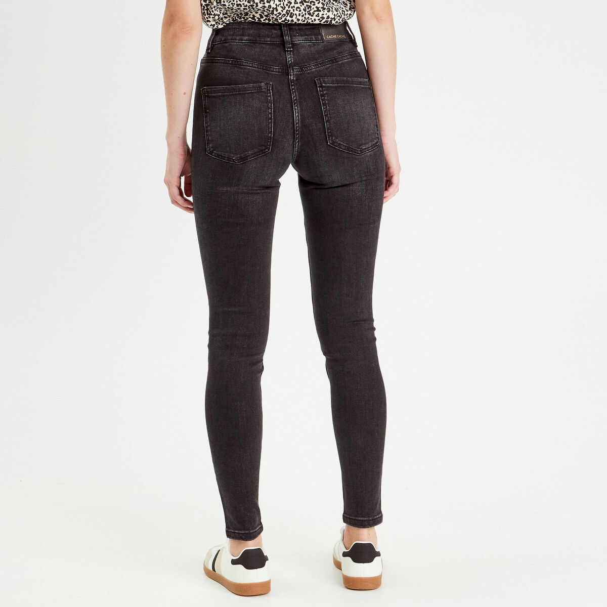Jeans skinny taille haute denim noir femme