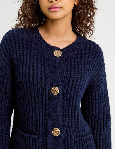 Gilet manches longues bleu marine femme