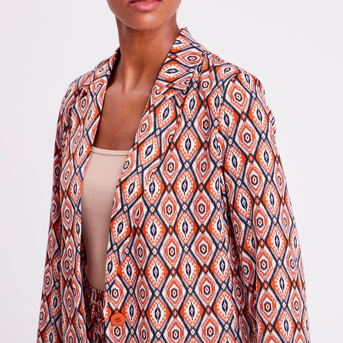 Veste esprit blazer boutonnée beige femme