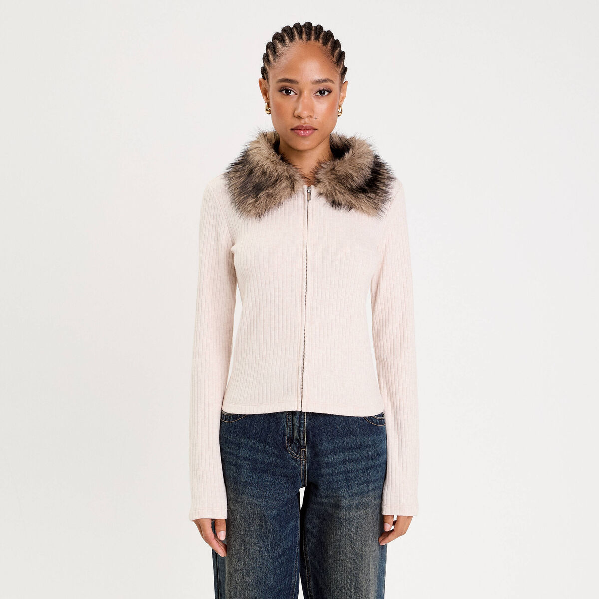 Gilet sans manches marron en fausse fourrure de | 7856794