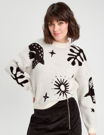 Pull manches longues ecru femme