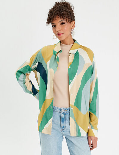 Chemise manches longues vert femme