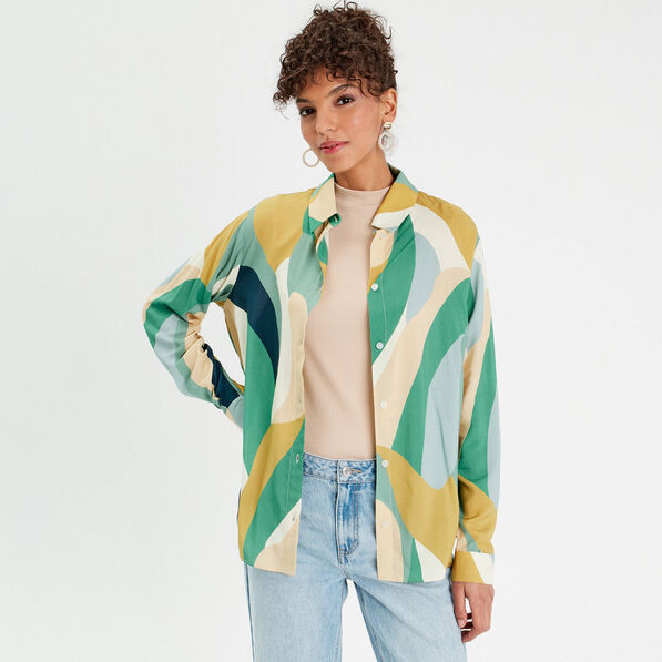 chemise manches longues vert femme Chemise manches longues vert femme