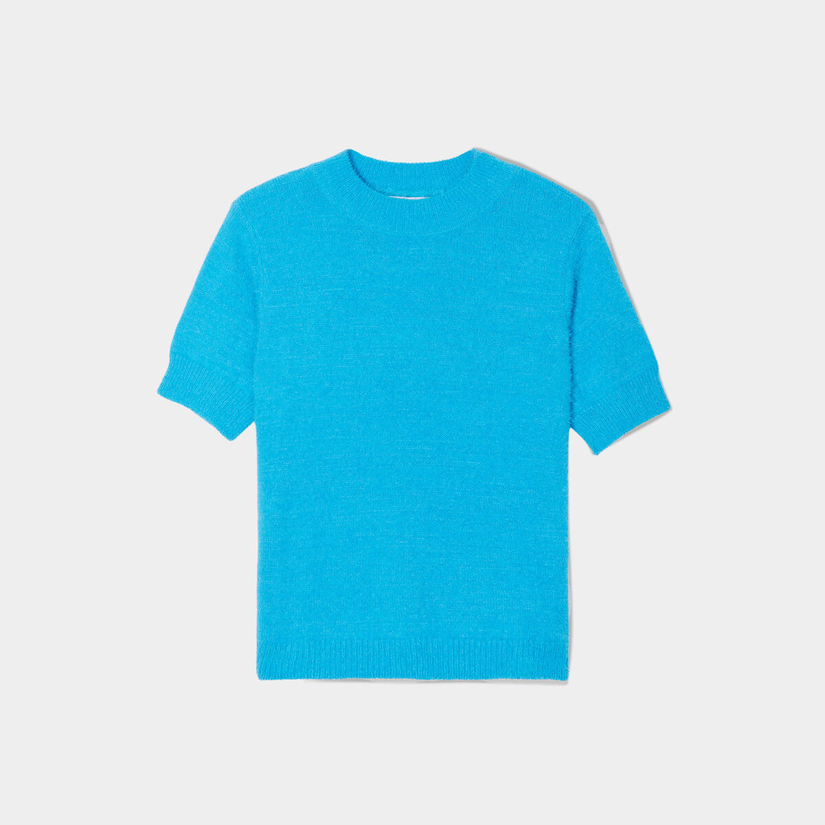 Pull manches courtes bleu femme