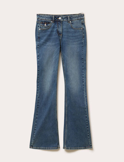 Pantalon bootcut ceinture amovible denim dirty femme